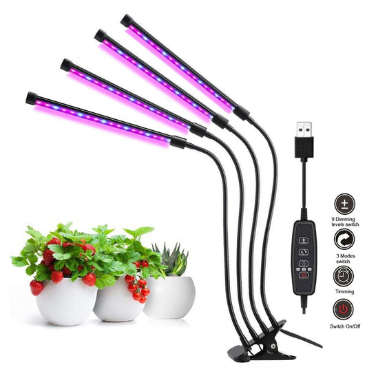 4 Heads LED Grow Light Full Spectrum Phyto Lamp USB Clip-on Grow Lamp for Plants Indoor Seedlings Flower Grow Tent Box Fitolamp