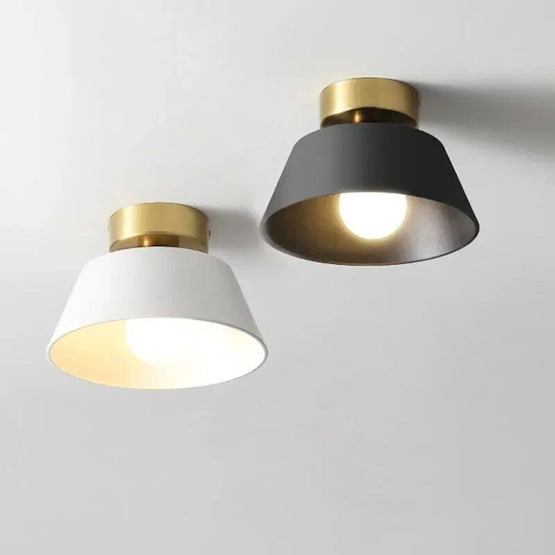 Retro Ceiling Light LED Indoor Decor Lamp Iron Round Black White Lampshade For Balcony Aisle Hallway Corridor Lighting Fixture