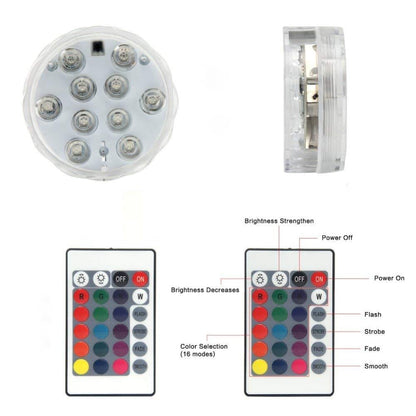 RGB Submersible Light Magnetic Suction Cups Remote Control Underwater LED Night Light Swimming Pool Light Vase Bowl Party Decor