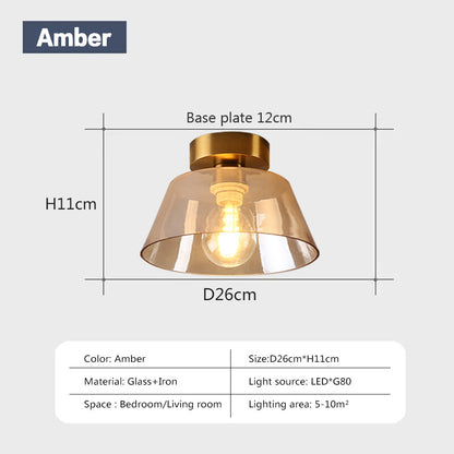 Modern Glass Ceiling Lamp Amber Green Glass Hood For Dining Room Home LED Decoration Light Fixture