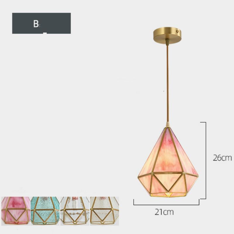 Nordic Bedside Small Chandelier Simple Long Chandelier Restaurant Full Copper Lamp