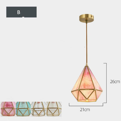 Nordic Bedside Small Chandelier Simple Long Chandelier Restaurant Full Copper Lamp