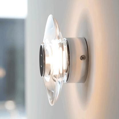 Modern Round Crystal Bedside Lamp Bedroom Living Room LED Sconce Minimalist Art Circular Corridor Mirror Wall Lights