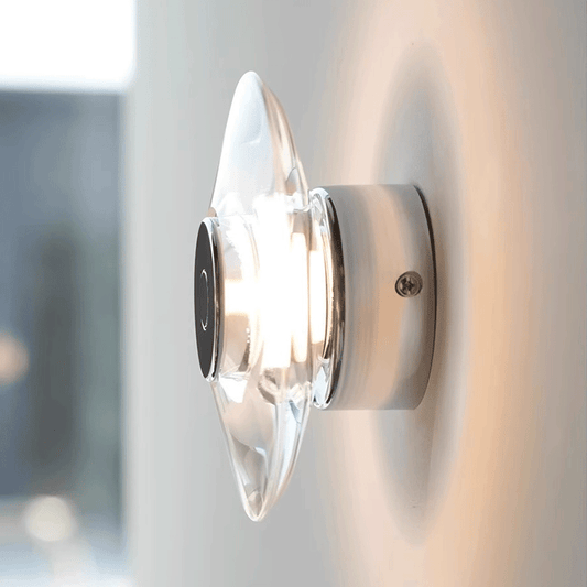 Modern Round Crystal Bedside Lamp Bedroom Living Room LED Sconce Minimalist Art Circular Corridor Mirror Wall Lights