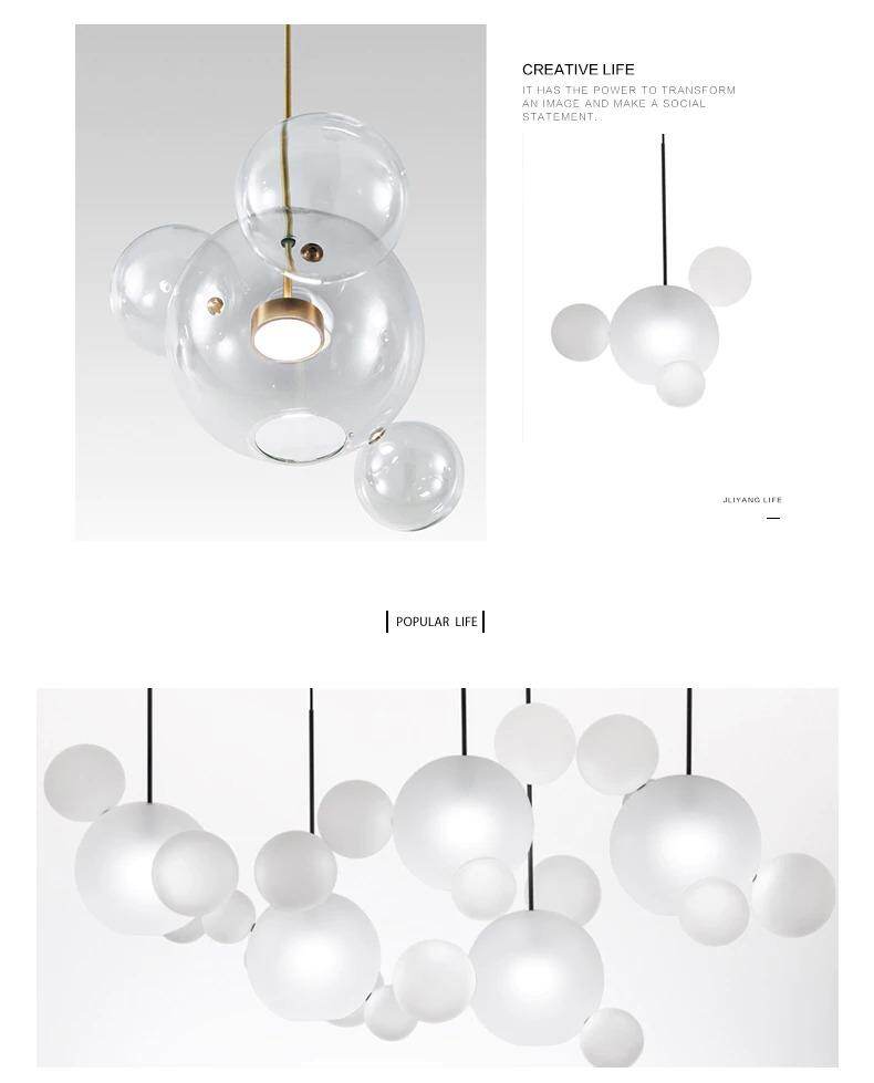 Modern Creative Clear Glass Bubble Ball LED Pendant Llights Kitchen Bedroom Store Cafe Interior Lighting Decorative Hanging Lamp
