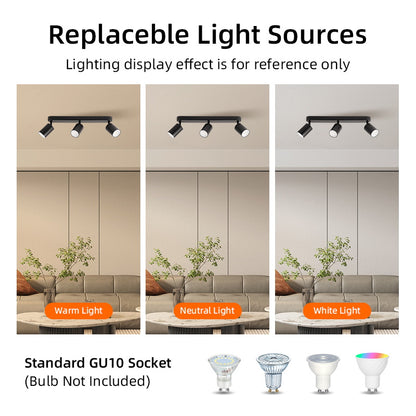 GU10 LED Track Light Spotlight 110-220V Suit Ceiling Lamp GU10 3 Color COB Spot Lights For Kitchen Commercial Living Room