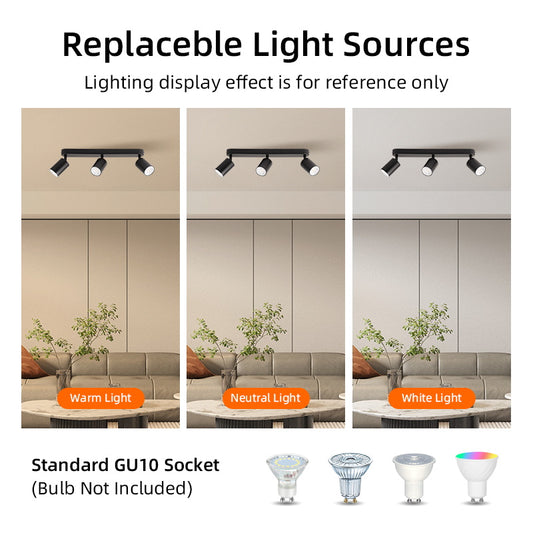GU10 LED Track Light Spotlight 110-220V Suit Ceiling Lamp GU10 3 Color COB Spot Lights For Kitchen Commercial Living Room