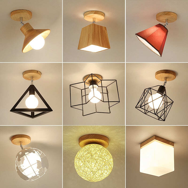 E27 5W Iron Ceiling Lamp Shade Pendant Light Covers and Shades Triangle Metal Ceiling Lamp