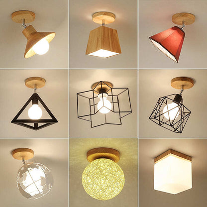 E27 5W Iron Ceiling Lamp Shade Pendant Light Covers and Shades Triangle Metal Ceiling Lamp