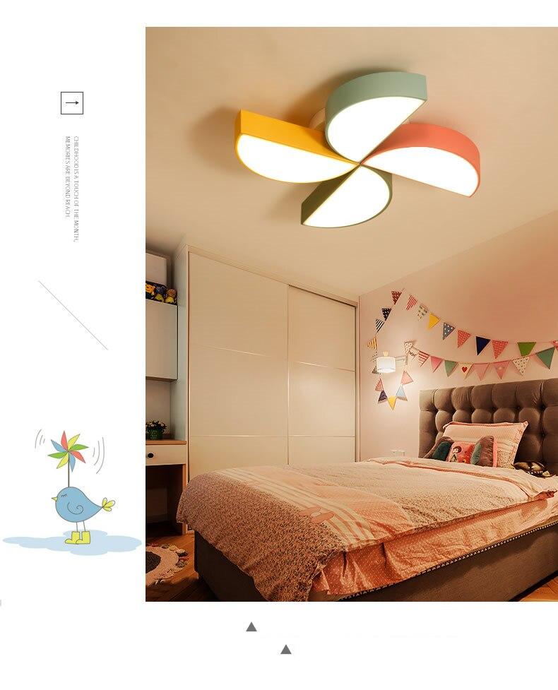 Kids BedroomCeiling Lamp LED Metal Iron Acrylic Color Windmill Children  Living Room Decoration Light Fixture