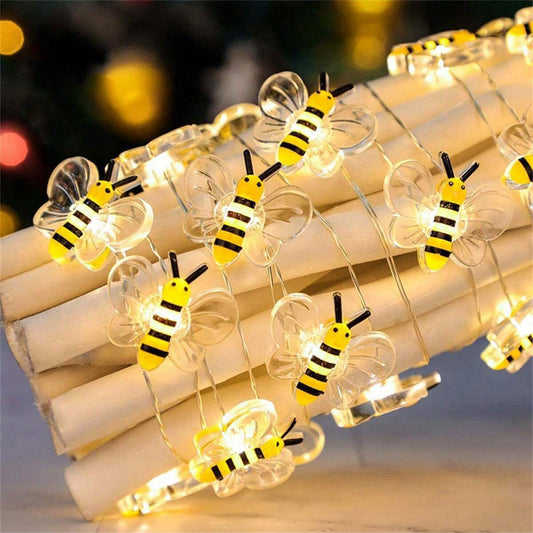 New LED Mini Bee String Lights for Holiday Garden Decorations Copper Wire Miniature Shaped Colorful Lights Waterproof