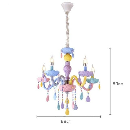 Colorful Crystal Chandelier Macaron Color Droplight Children Bedroom Lamp Creative Fantasy Luminaire Stained Glass Lustre