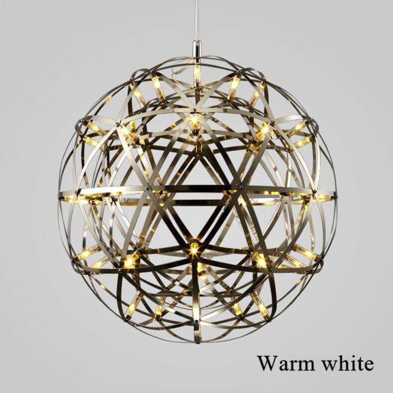 Firework Ball Pendant Lighting Fixtures Chrome/Gold Stainless Steel Lustre Led Nordic Lamp Lobby Hotel Living Room Cafe Hanglamp