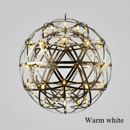 Firework Ball Pendant Lighting Fixtures Chrome/Gold Stainless Steel Lustre Led Nordic Lamp Lobby Hotel Living Room Cafe Hanglamp