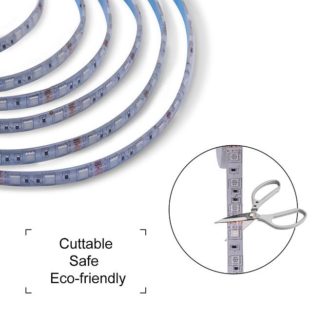 5M 10M 15M 20M RGB LED Strip Lights Music Sync 12V Waterproof LED Strip 30LED/M 5050 SMD Color Changing LED Light with Bluetooth Controller and Adapter for Bedroom Home TV Back Light DIY Deco