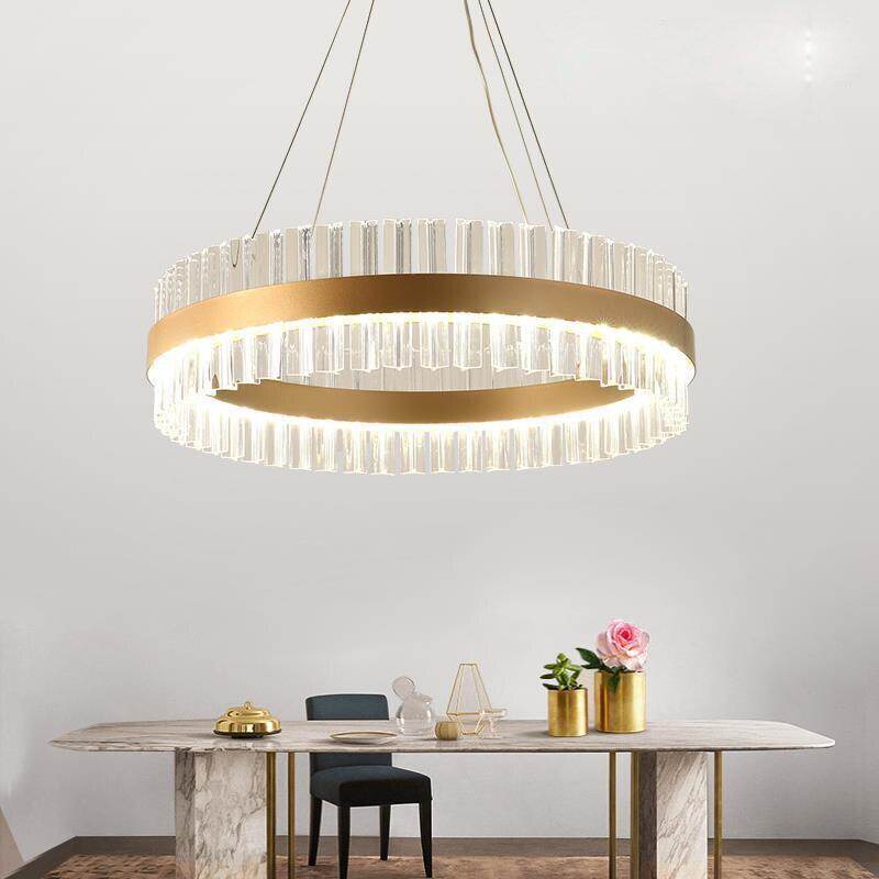 New Designer Round Modern Crystal Pendant Lights Luxury Dinning Room Hanglamp Duplex Building Hall Light Fixtures Hanging Lamp
