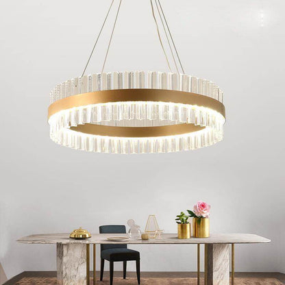 New Designer Round Modern Crystal Pendant Lights Luxury Dinning Room Hanglamp Duplex Building Hall Light Fixtures Hanging Lamp