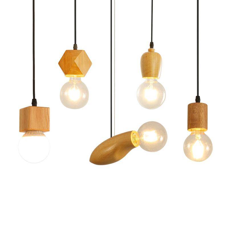 Nordic Log Restaurant Single Chandelier Creative Bar Clothing Store Bedside Single Wood Chandelier