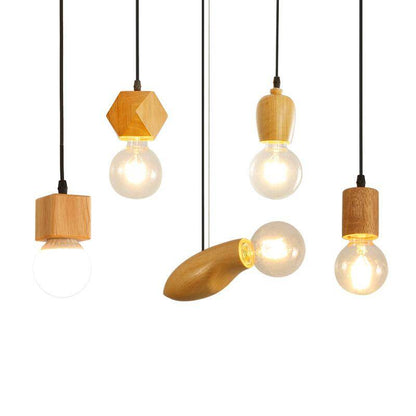 Nordic Log Restaurant Single Chandelier Creative Bar Clothing Store Bedside Single Wood Chandelier