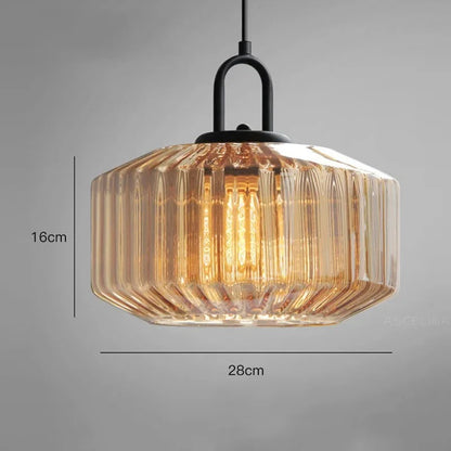 Retro Glass Pendant Light LED E27 Vintage Chandelier For Village Loft Bedroom Restaurant Indoor Hanging Lamp