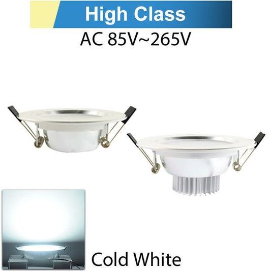 LED Downlight 3W 5W 10W 15W Round Silver White Ultra Thin Aluminum Round Recessed LED Spot Lighting