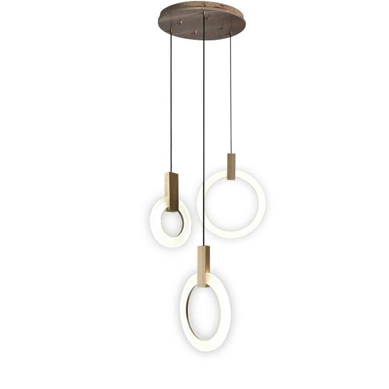 Modern 1/3/6Heads Led Chandeliers Wood Acrylic Ring Chandelier For LOFT Decor