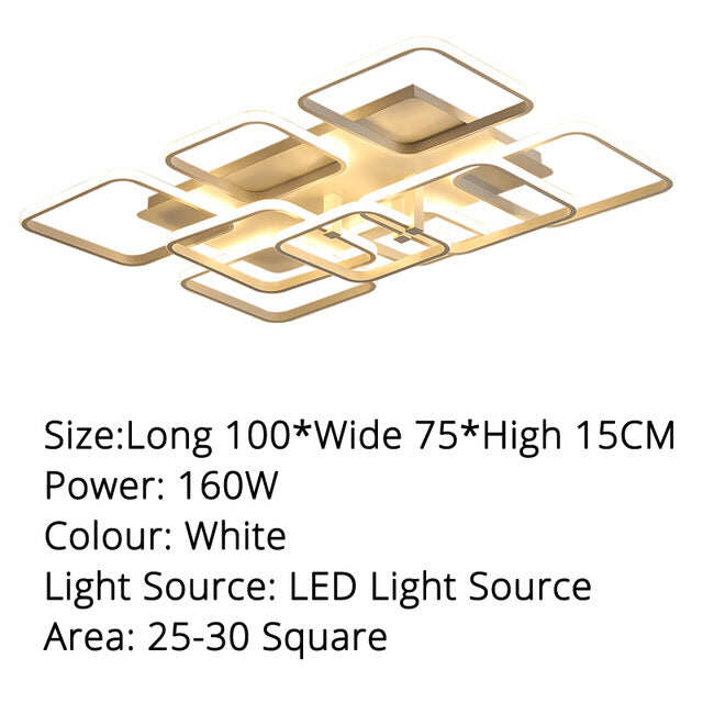 Grey White Rectangle Shape Modern LED Ceiling Lights For Living Room Bed Room Studio Lighting Creative Modern Ceiling Lamp