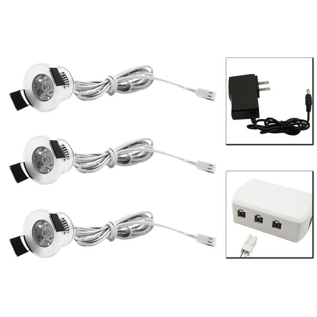 Mini LED Spot Downlights Dimmable Lamp Set Remote Controller Ceiling Recessed 1.5W 27mm Hole Silvery Cabinet Lights