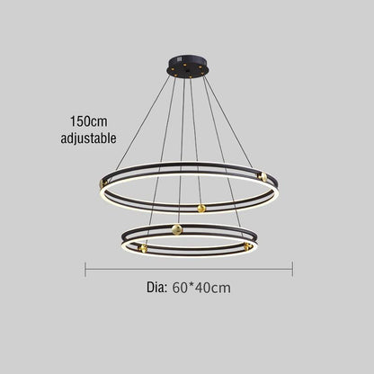 Simple Living Room Chandelier Aluminum Annular Ring