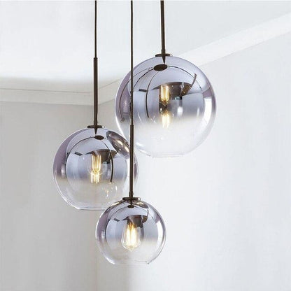 Loft Modern Pendant Light Gradient Silver Gold Glass Pendant Lamp E27 Nordic Hanging Lamp Kitchen Light Fixture