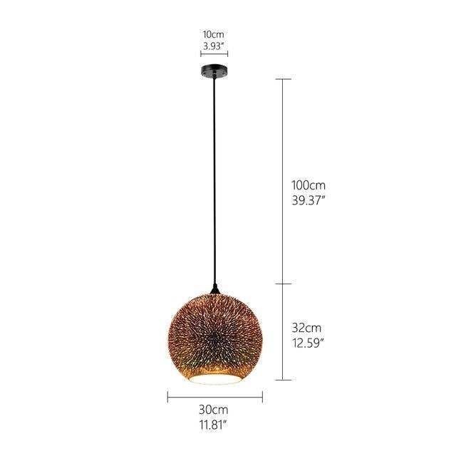 Modern 3D Colorful Romantic Starry Sky Hanging Glass Shade Pendant Lamp Lights Fixture E27 For Bedroom Restaurant Living Room