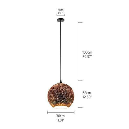 Modern 3D Colorful Romantic Starry Sky Hanging Glass Shade Pendant Lamp Lights Fixture E27 For Bedroom Restaurant Living Room
