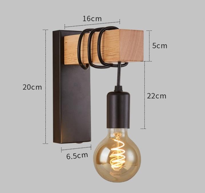 Retro Bedside Wall Lamp Wooden Wall Lamp