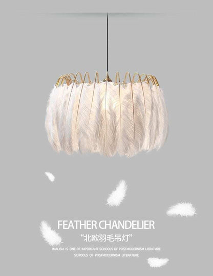 Feather Lamp Modern Nordic  Fairy Feather Chandelier Lamp Loft Pendant Lamp Lights Living Suspension Lighting Fixtures