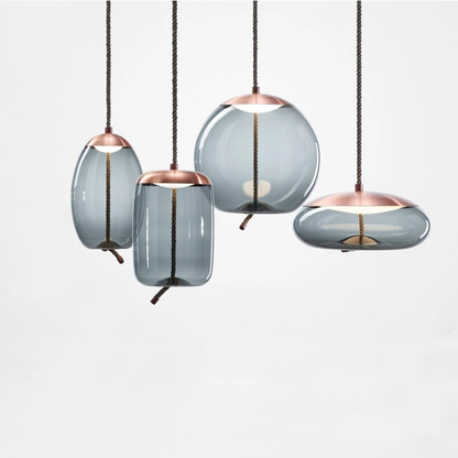 Modern Loft Industrial Lamp Blue Glass Pendant Light LED Art Deco Nordic White Hang Lamp For Living Room Kitchen Bedroom Parlor