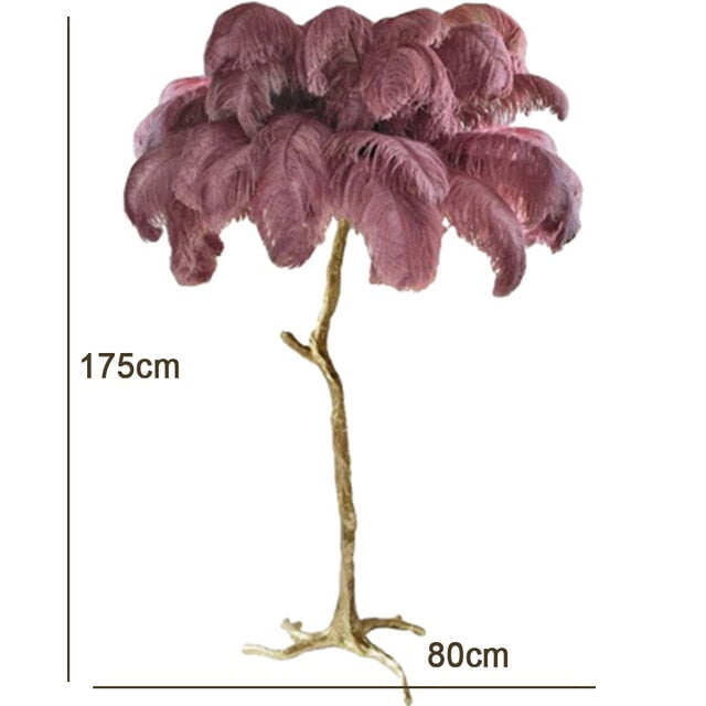 Nordic Luxury Ostrich Feather LED Floor Lamp Copper Brass/Resin Floor Light Art Deco Floor Lamps for Living Room Standing Light