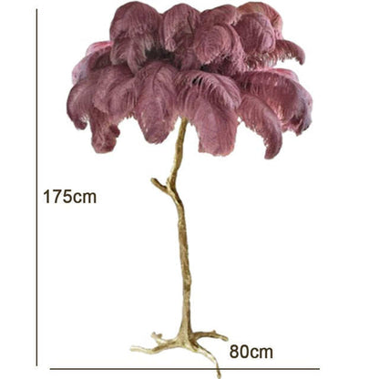 Nordic Luxury Ostrich Feather LED Floor Lamp Copper Brass/Resin Floor Light Art Deco Floor Lamps for Living Room Standing Light