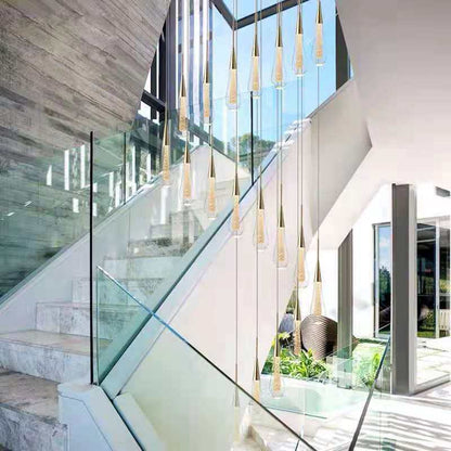 Simple Modern Restaurant Revolving Ladder Crystal Staircase Lighting Creative Personality Hotel Lobby Exhibition Hall Drop Chandelier