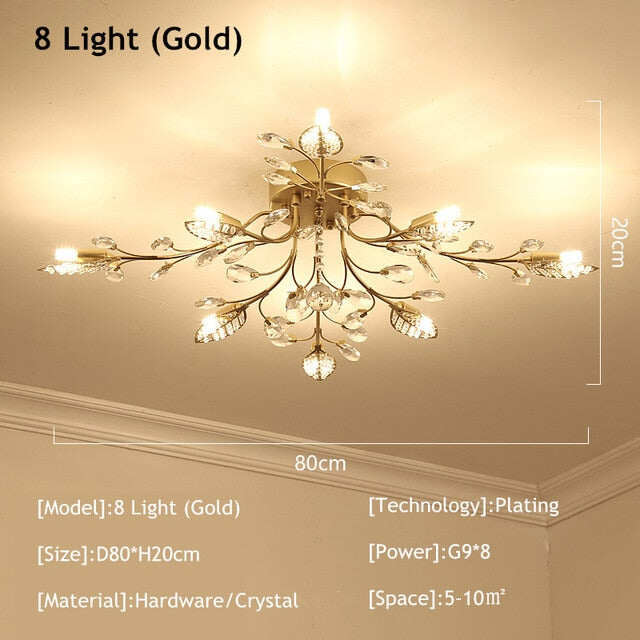 Vintage LED Ceiling Light Crystal Ceiling Lamp For Living Room Loft