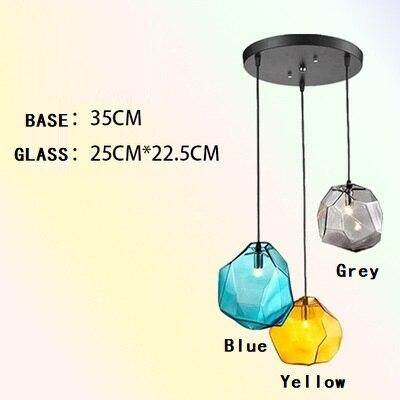 Modern Scandinavian Ice Crystal Glass Pendant Lights Creative Restaurant Hanging Lights Colored Stone Single Head Luminarias