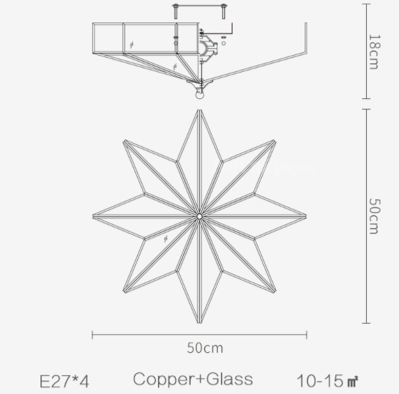 Modern Ceiling Lights Bedroom Copper Lighting Living Led Lamp Star Shape Kitchen Brass Ceiling Lamp Led Glass Fixtures Dining