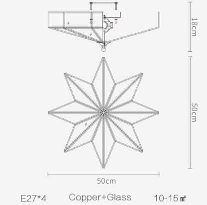 Modern Ceiling Lights Bedroom Copper Lighting Living Led Lamp Star Shape Kitchen Brass Ceiling Lamp Led Glass Fixtures Dining