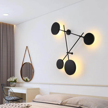 Simple Modern Geometric Multi-round Wall Lamp Creative Bedroom Bedside Living Room Background Decorated with Aisle Personality Wall Lamp