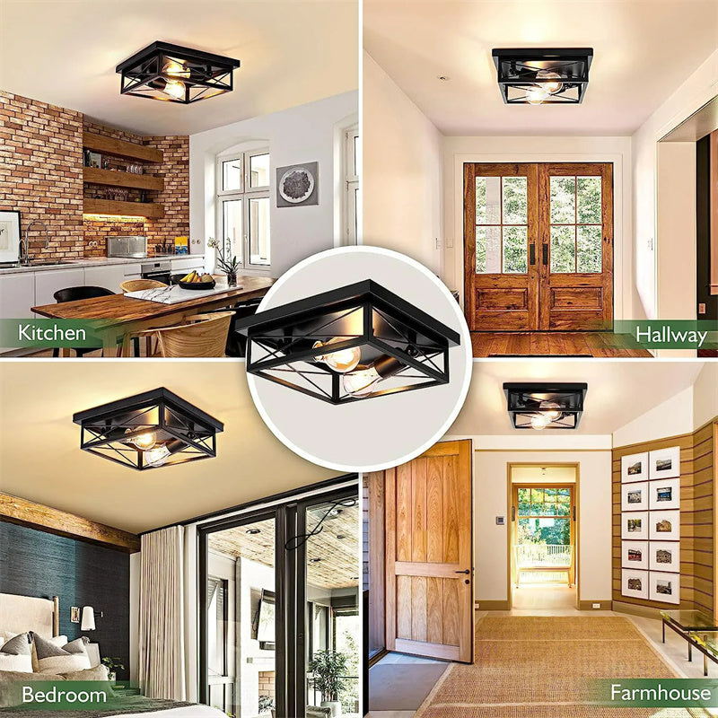 Modern LED Ceiling Lights Industrial Iron Black Nordic Minimalist Home Decoration Living Room Dining Room Ceiling Lamps Lighting