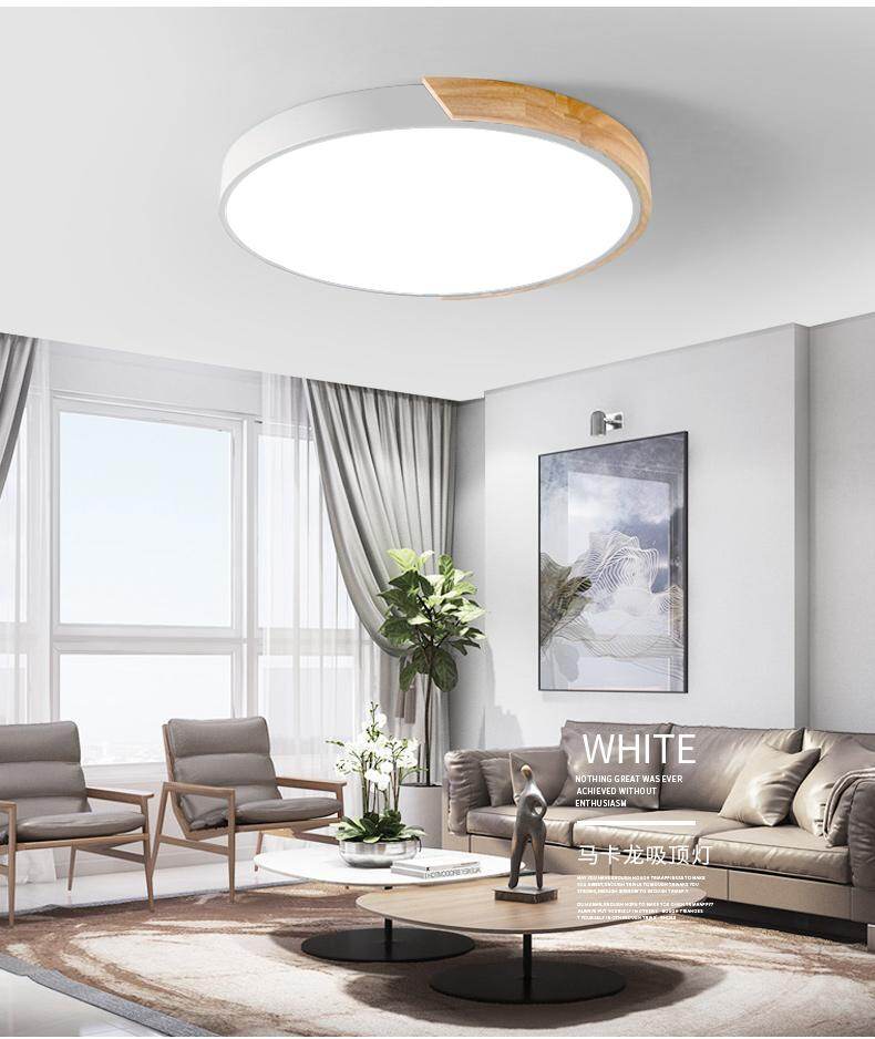 Nordic Oak App Dimmable Led Ceiling Lights Living Room Round Multicolor Alloy Led Ceiling Lamp Bedroom Led Ceiling Light Fixture