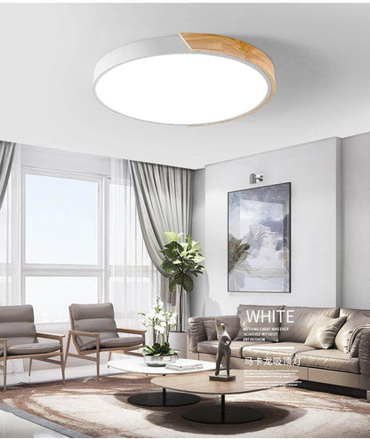 Nordic Oak App Dimmable Led Ceiling Lights Living Room Round Multicolor Alloy Led Ceiling Lamp Bedroom Led Ceiling Light Fixture