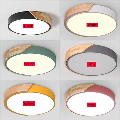 LED Ceiling Light Modern Dining Room Bedroom Decoration Lighting Ultra-thin Ceiling Lamp 2.4G Remote Control Dimming Iron + Wood