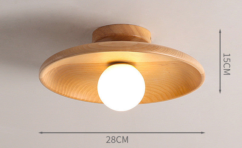 Modern Wooden Ceiling Light Log Color Walnut Wood Ceiling Lamps Surface Ceiling Lighting G9