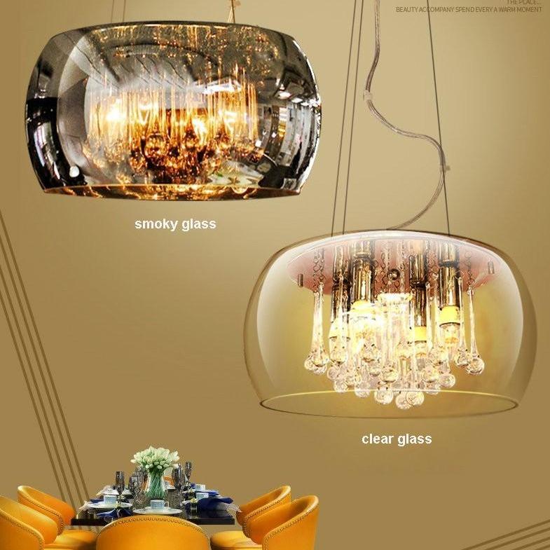 Modern Simple LED Living Room Dining Room Bedroom Lamp Villa Hotel Light Luxury Glass Cover Crystal Chandelier