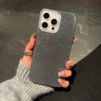 Solid Color Glitter Bling Phone Case For iPhone 17 16E 16 15 14 Plus 13 12 11 Pro Max XR XS MAX Shockproof Protection Back Cover